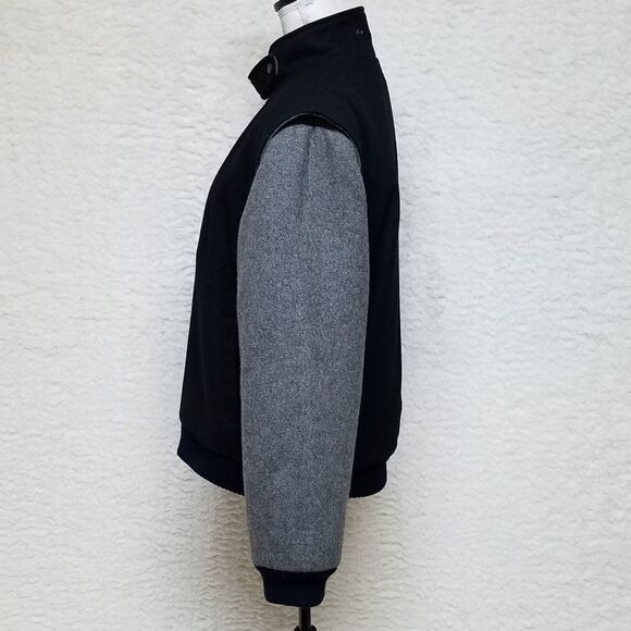 Vintage 80s Horizon Outerwear Black Gray Wool Filled Puffer Bomber Jacket Medium - Picture 9 of 16